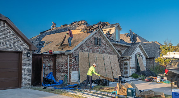 Old roof being removed