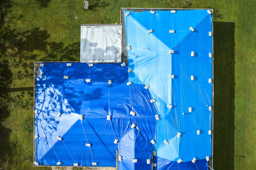 roof being emergency tarped